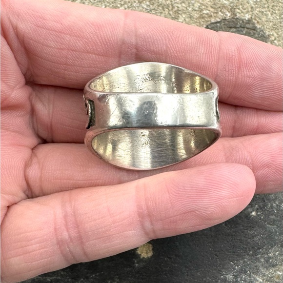 Signed M Navajo Native American Sterling Silver Red Spiny Oyster Mens Ring 12 - Picture 6 of 7